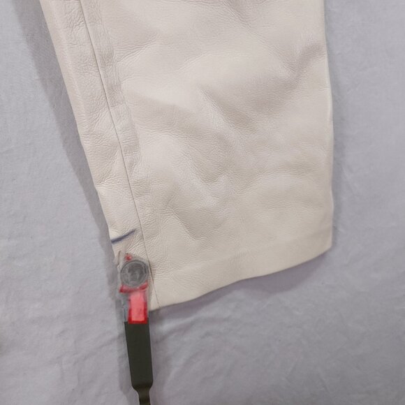 Nanushka Vegan Leather Pants Size XS Taper Ivory High Rise Pockets - Picture 3 of 16